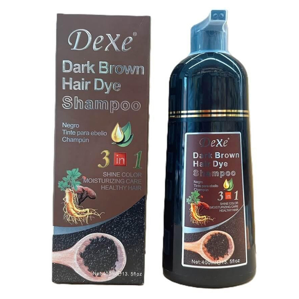 Dexe Dark Brown Black Hair Dye Shampoo 3 in 1 Hair Color Shampoo 13.5Oz (400ml)